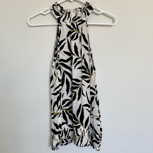 Fever Black and White Leaf Print Tank Top Size Medium - Picture 3 of 9